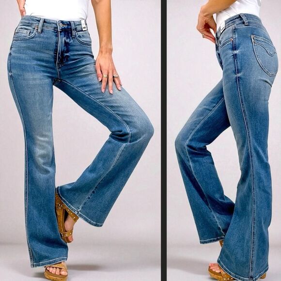 Judy Blue Mid Rise Tummy Control Flare Vintage Wash Jeans NWT - Picture 7 of 12